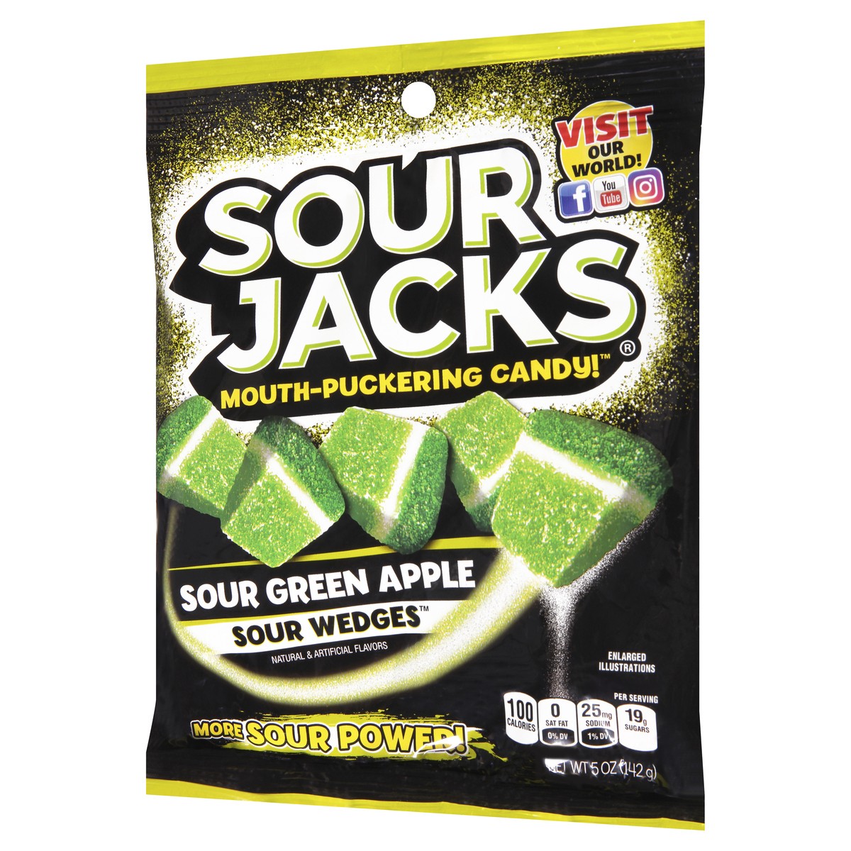 slide 5 of 9, Sour Jacks Sour Wedges Sour Green Apple Candy 5 oz, 1 ct