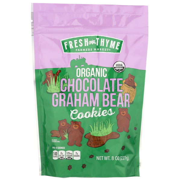 slide 1 of 1, Fresh Thyme Farmers Market Organic Chocolate Graham Bear Cookies, 8 oz