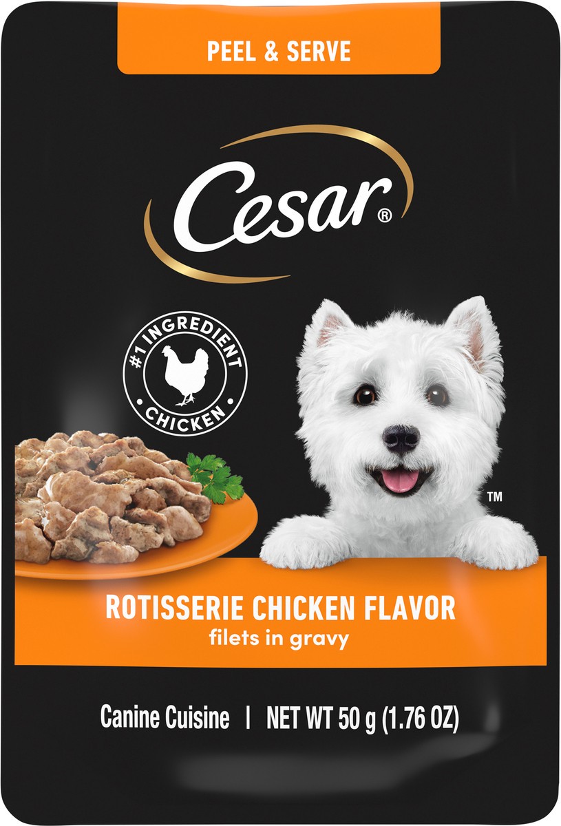 slide 2 of 15, Cesar Filets in Gravy Rotisserie Chicken Flavor Canine Cuisine 1.76 oz, 1.76 oz