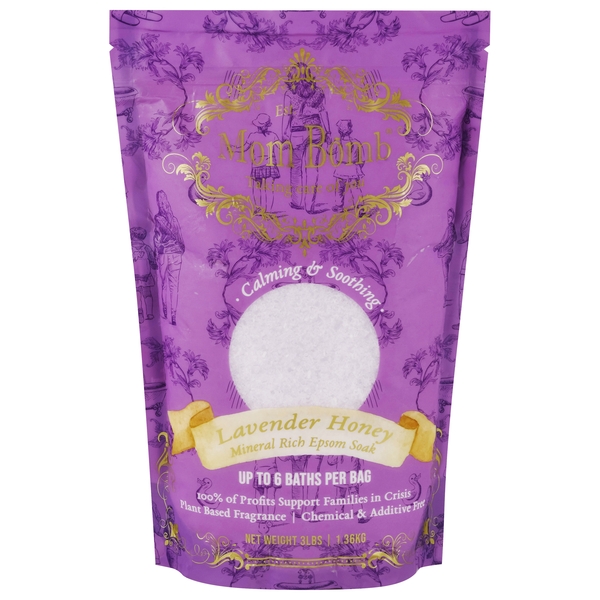 slide 1 of 1, Mom Bomb Mineral Rich Lavender Honey Epsom Salt, 3 lb
