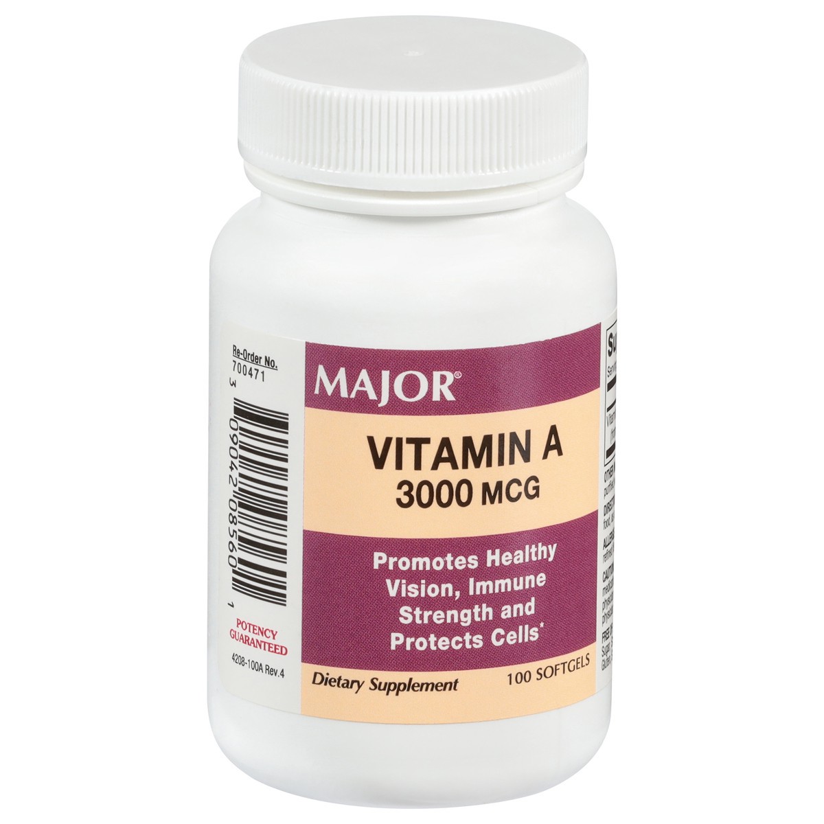 slide 2 of 4, Major 3000 mcg Vitamin A 100 Softgels, 100 ct