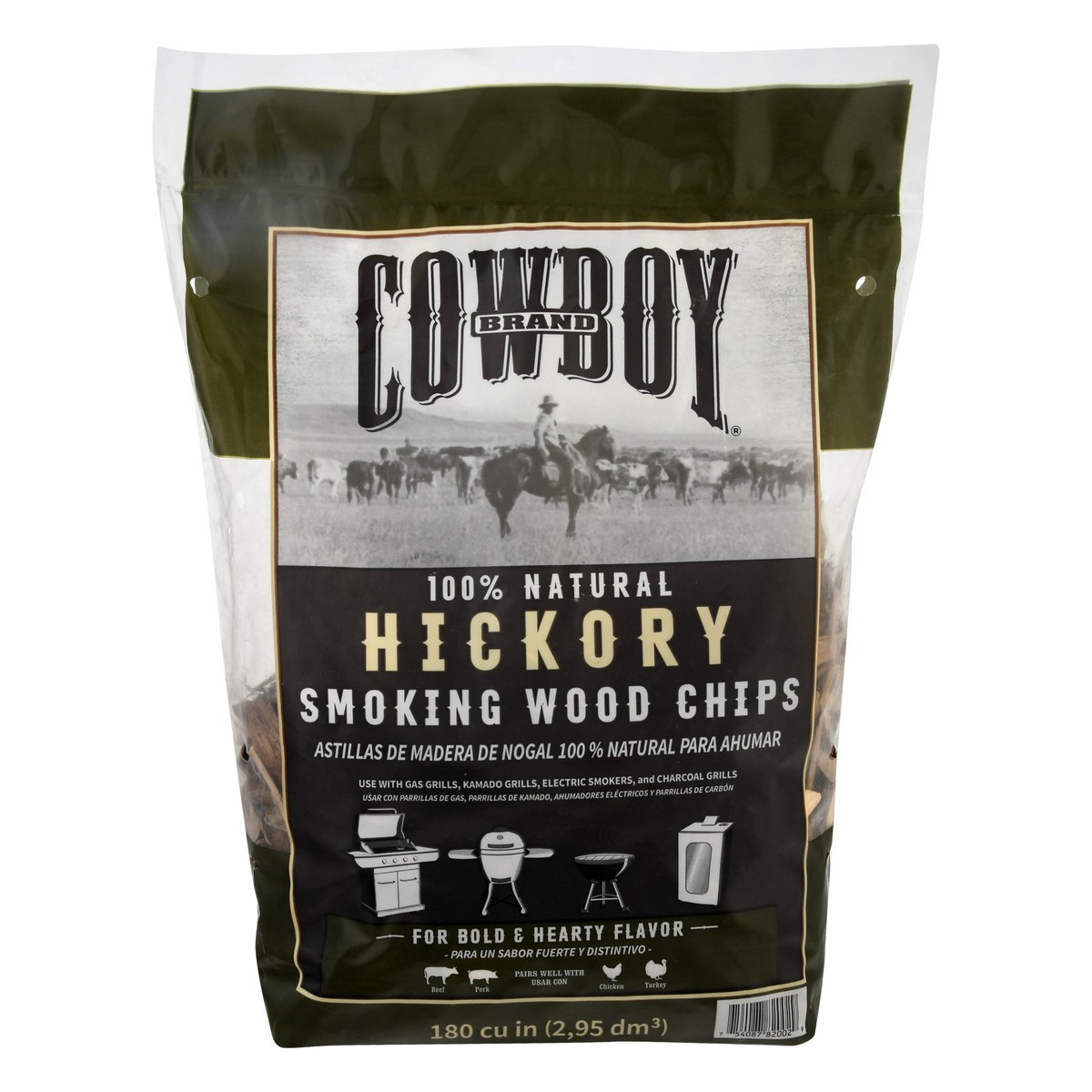 slide 1 of 9, Cowboy Charcoal Duraflame Cowboy Hickory Wood Chips, 180 cu in