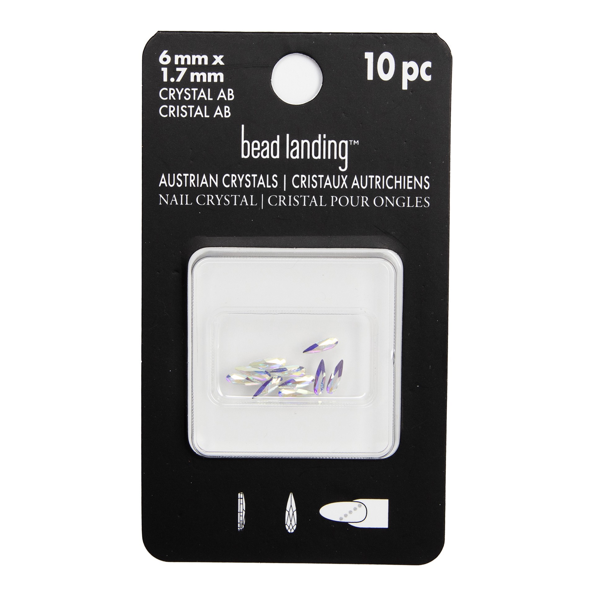 slide 5 of 5, 6mm Crystal Ab Raindrop Glue-On Austrian Crystals By Bead Landing, 10ct., 6 mm