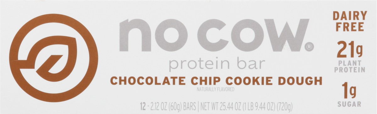 slide 2 of 14, No Cow Chocolate Chip Cookie Dough Protein Bar 12-2.12 oz Bars, 12 ct