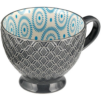 slide 1 of 1, Signature Housewares Gray/Turquoise Porcelain Footed Cup, 1 ct