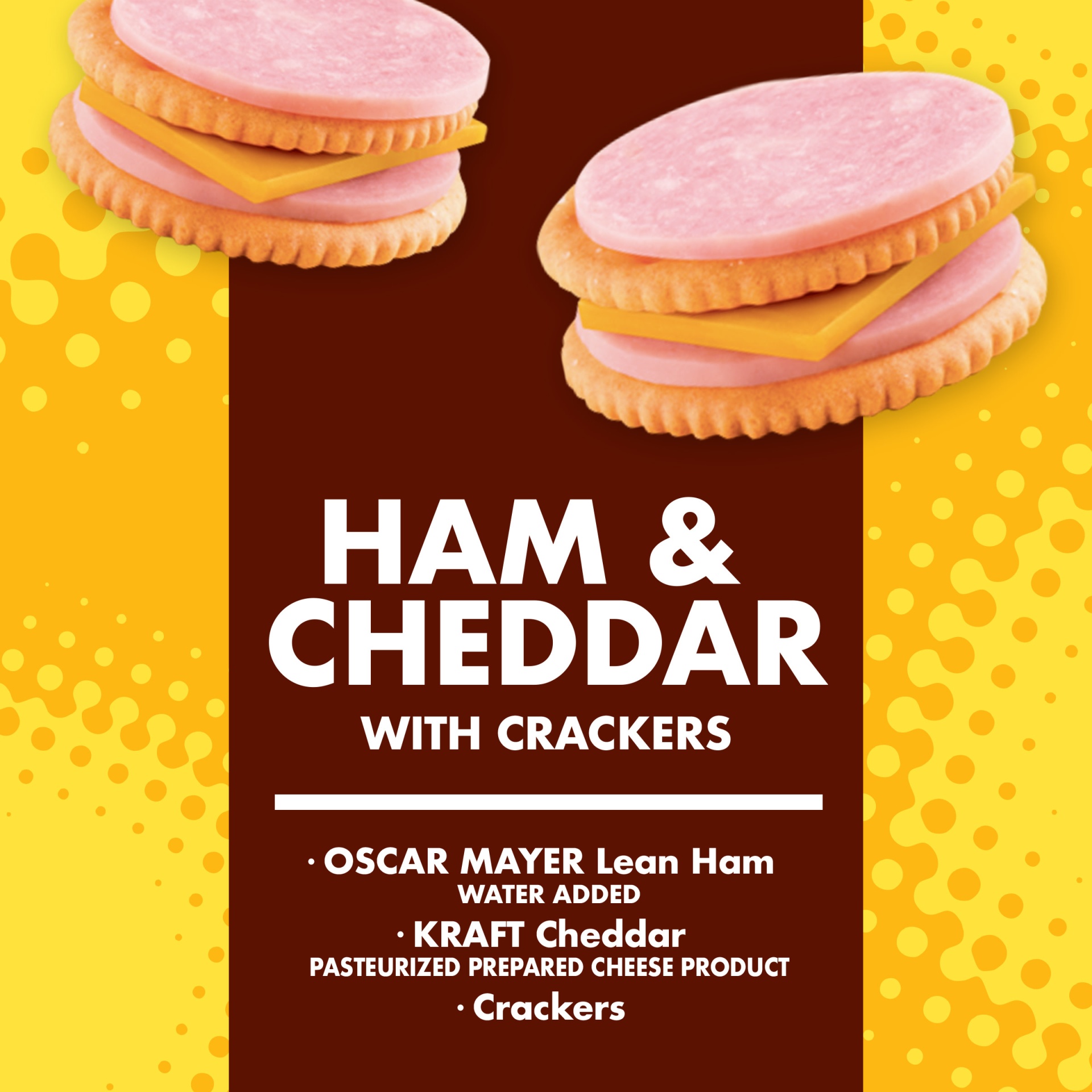 slide 2 of 7, Lunchables Ham & Cheddar Cheese Snack Kit with Crackers Tray, 3.2 oz