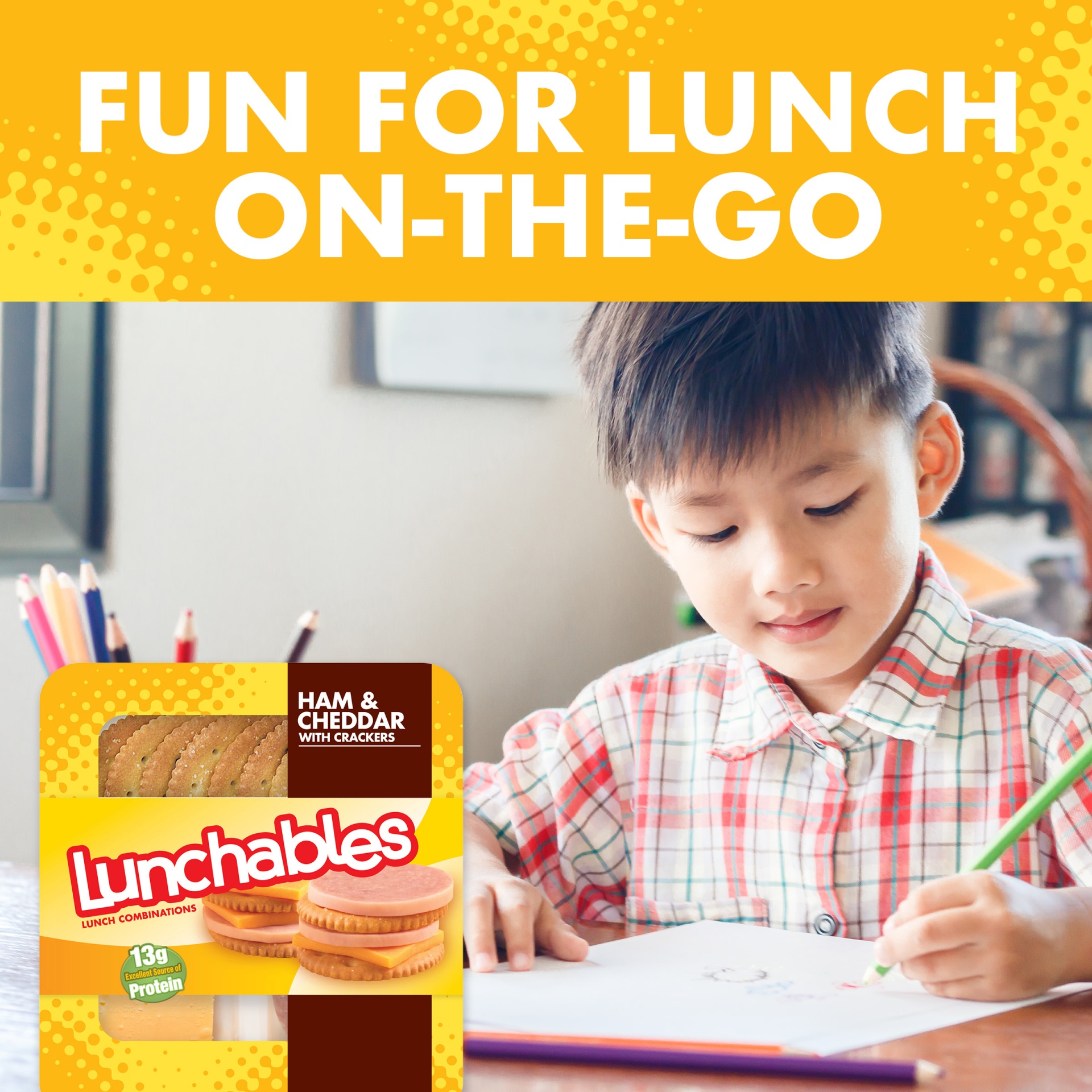 slide 3 of 7, Lunchables Ham & Cheddar Cheese Snack Kit with Crackers Tray, 3.2 oz