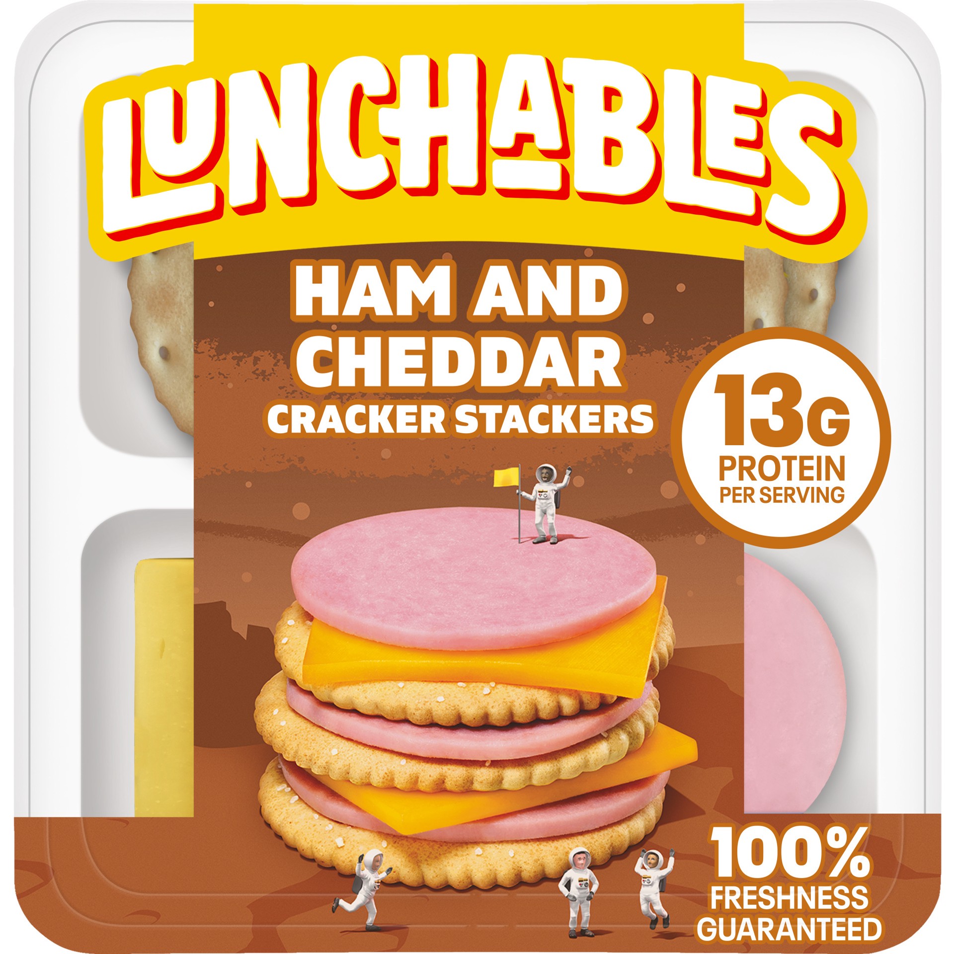 slide 1 of 5, Lunchables Ham and Cheddar Cracker Stackers Tray, 3.2 oz