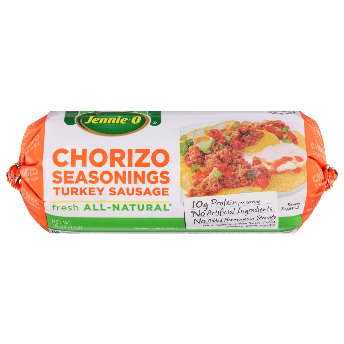 slide 6 of 12, JENNIE-O Chorizo Seasoned Ground Turkey Sausage - 1 lb. chub, 16 oz
