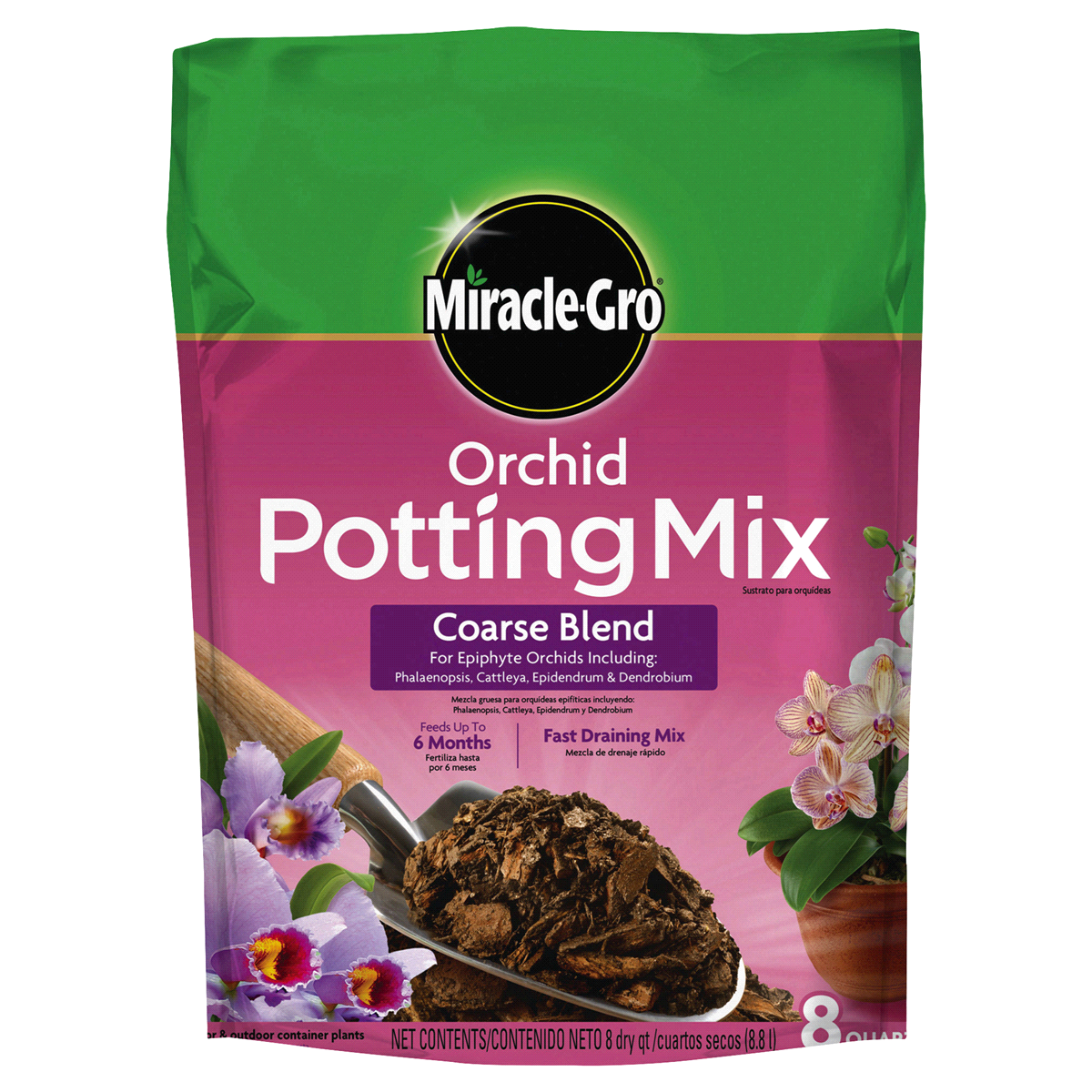 slide 1 of 1, Miracle-Gro Orchid Potting Mix Coarse Blend, 8 qt
