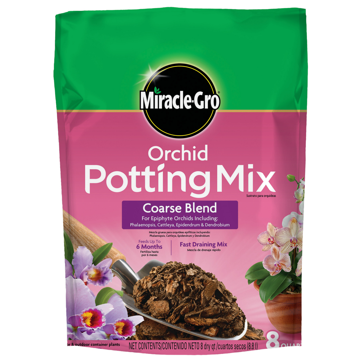 slide 1 of 9, Miracle-Gro Orchid Potting Mix Coarse Blend, 8 qt