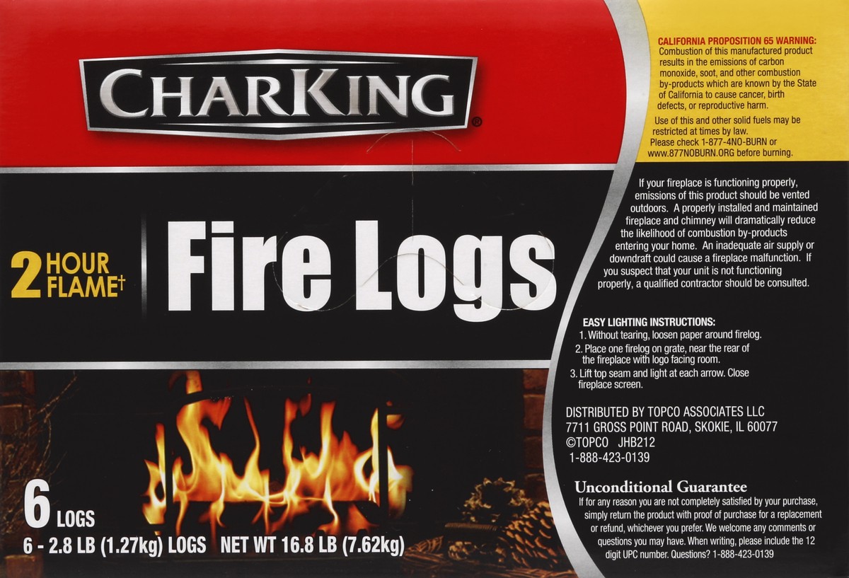 slide 4 of 6, CharKing 2-Hour Fire Logs, 6 ct; 2.8 lb