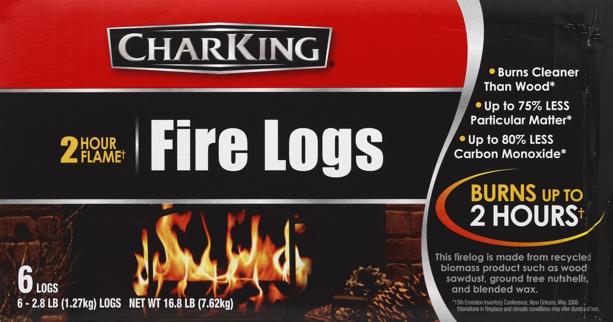 slide 3 of 6, CharKing 2-Hour Fire Logs, 6 ct; 2.8 lb