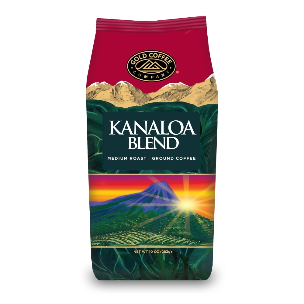 slide 1 of 1, Gold Coffee Company Kanaloa Blend Medium Roast Ground Coffee, 10 oz