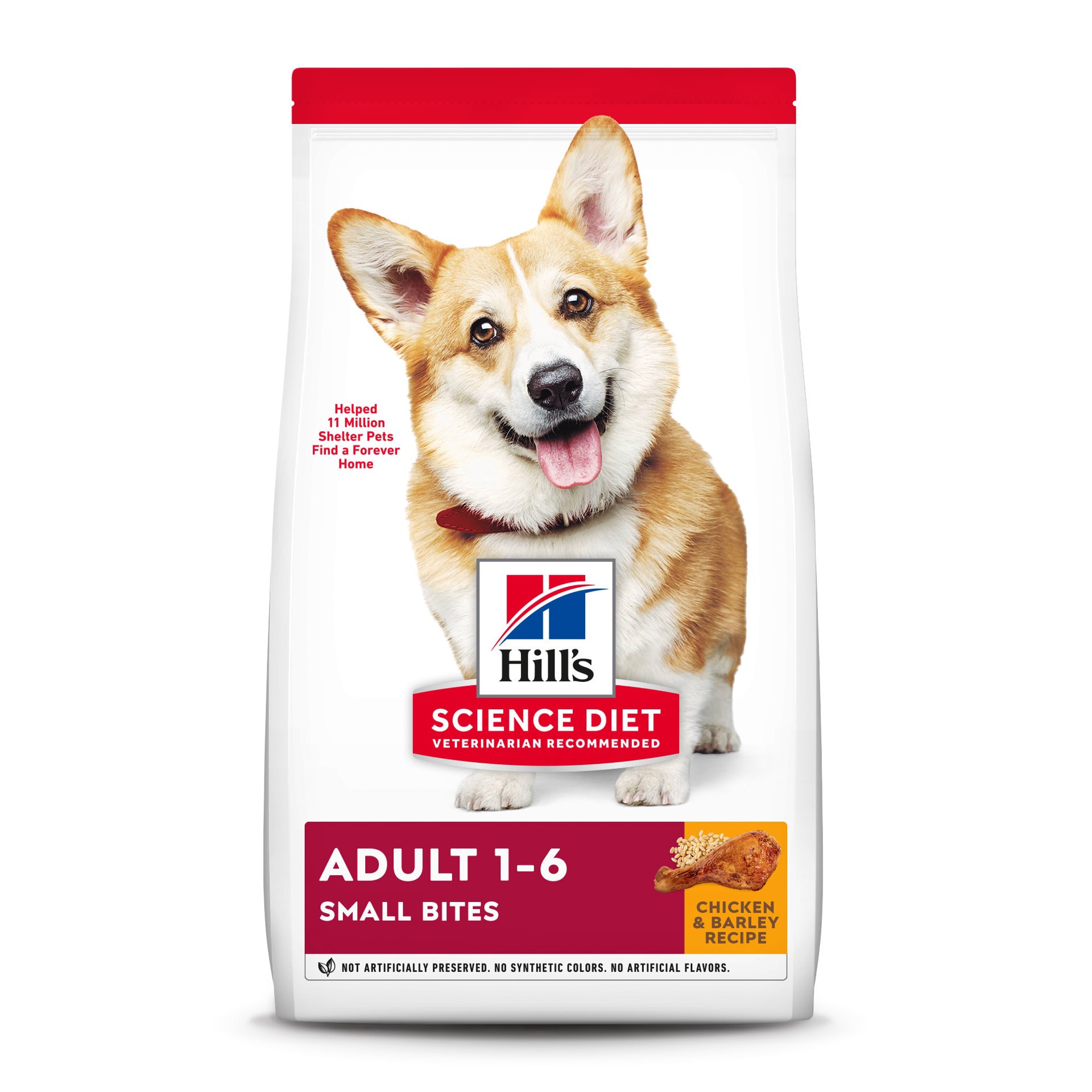 slide 1 of 1, Hill's Science Diet Chicken & Barley Recipe Adult Small Bites Dry Dog Food, 45 lbs., 1 ct