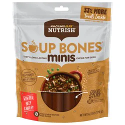 Rachael Ray Nutrish Soup Bones Minis Premium Dog Chews with Real Beef and Barley, 8 Chews