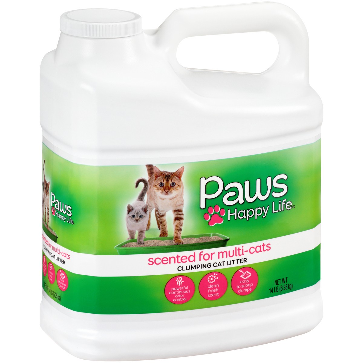 slide 2 of 9, Paws Happy Life Cat Litter, Scented For Multi Cats, Scoopable, 14 lb