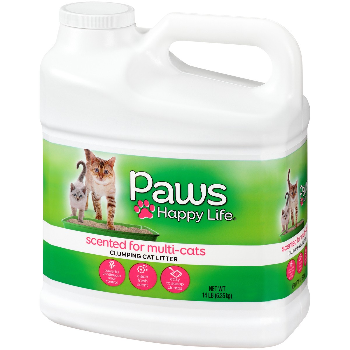 slide 3 of 9, Paws Happy Life Cat Litter, Scented For Multi Cats, Scoopable, 14 lb