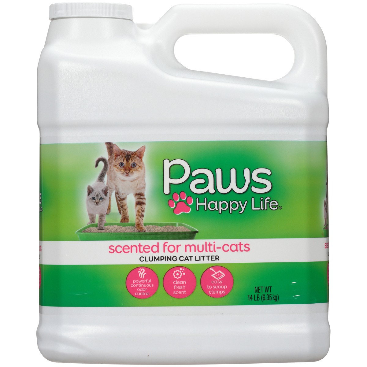 slide 6 of 9, Paws Happy Life Cat Litter, Scented For Multi Cats, Scoopable, 14 lb