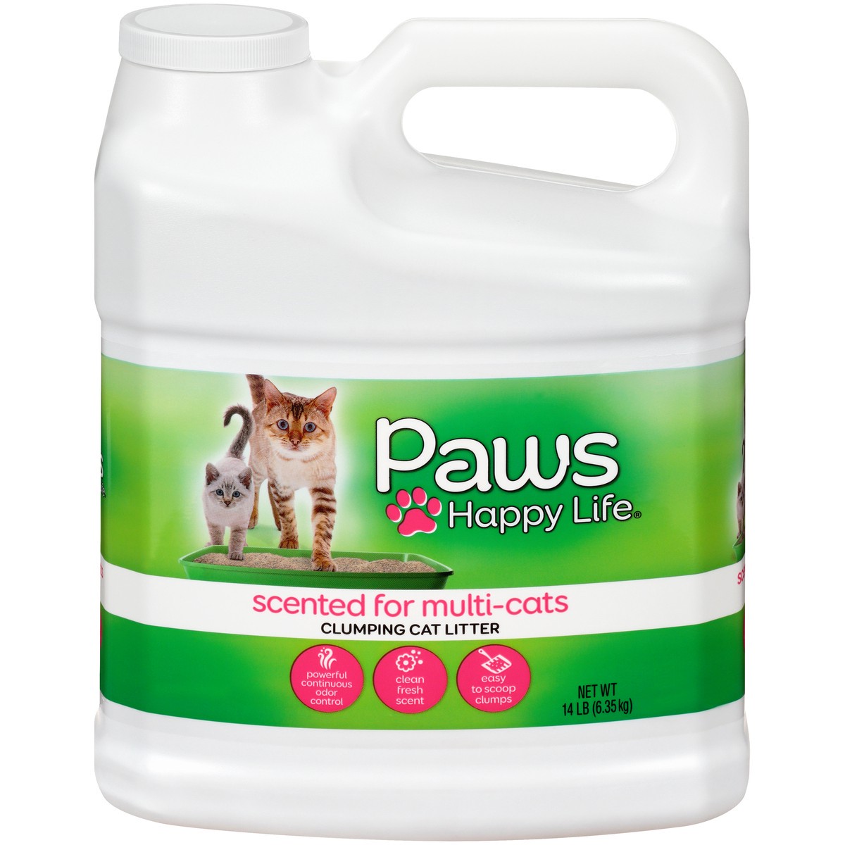 slide 1 of 9, Paws Happy Life Cat Litter, Scented For Multi Cats, Scoopable, 14 lb