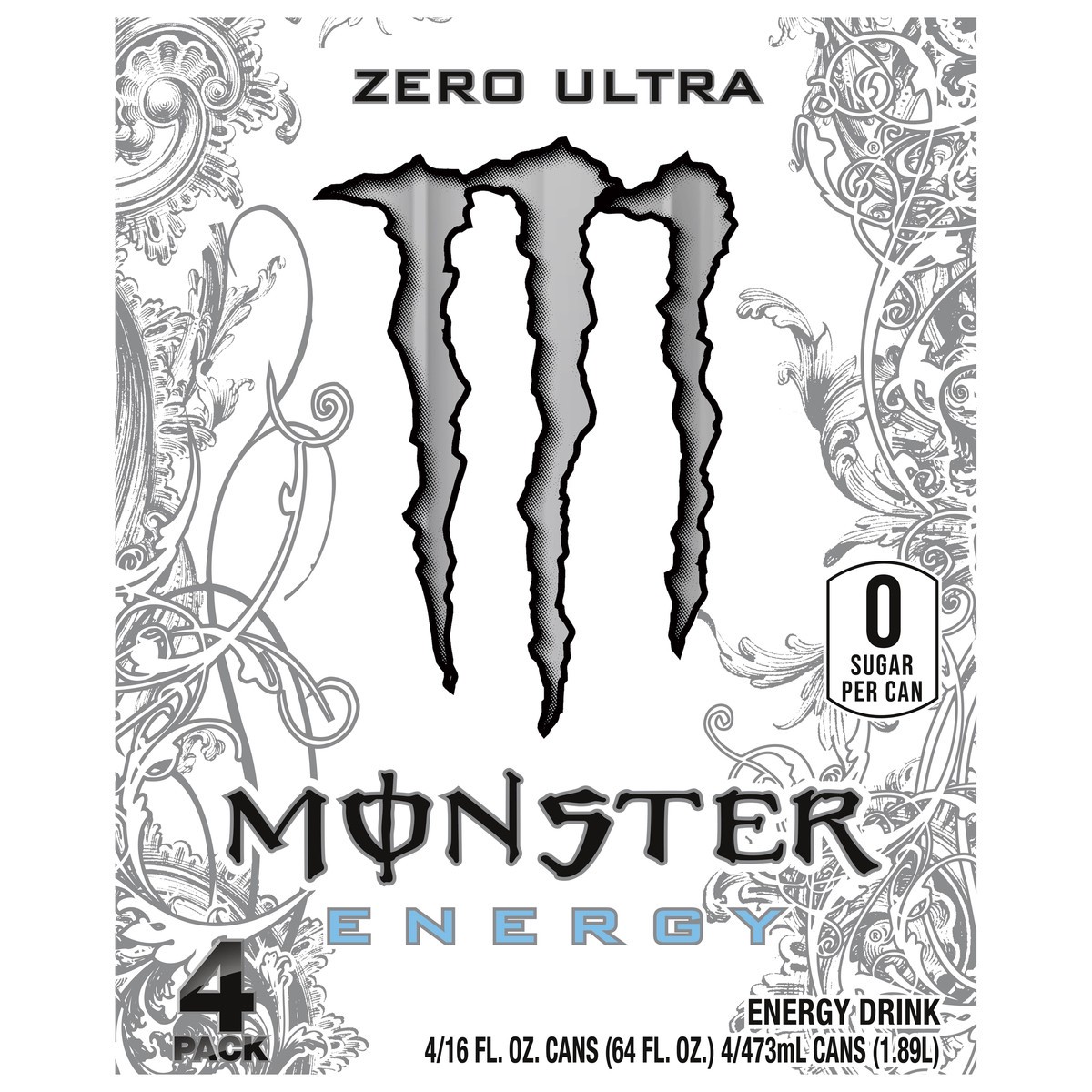 slide 1 of 73, Monster Energy Monster Zero Ultra Energy Drink - 4pk/16 fl oz Cans, 4 ct; 16 oz