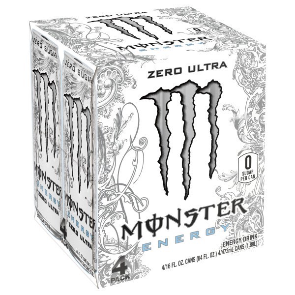 slide 1 of 73, Monster Energy Zero Sugar Zero Ultra Energy Drink 4 - 16 fl oz Cans, 4 ct