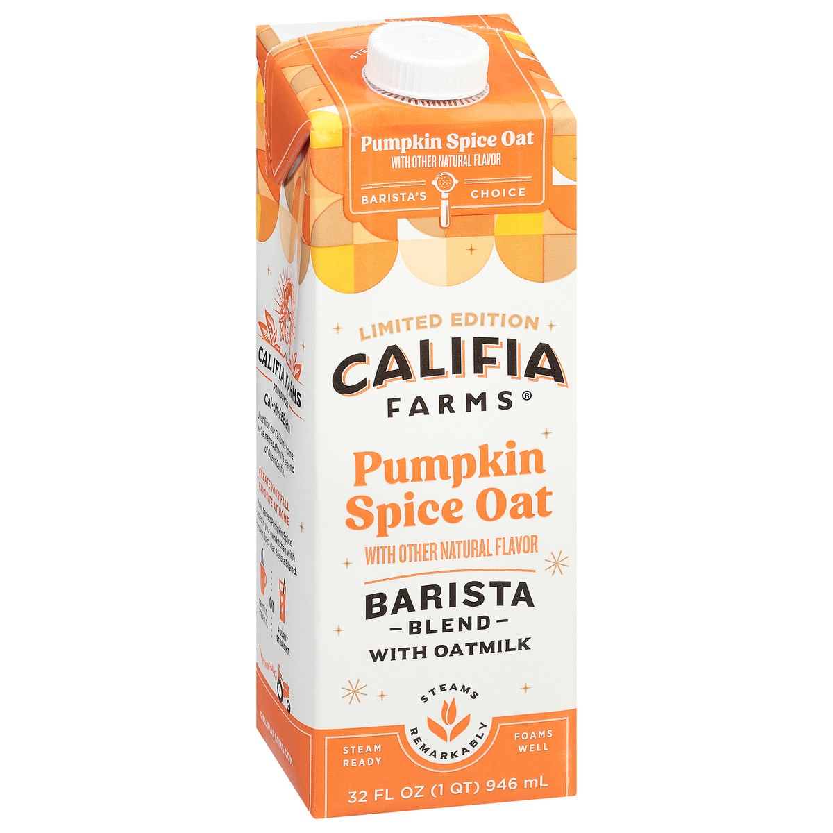 slide 9 of 9, Califia Farms Pumpkin Spice Oat Barista Blend with Oatmilk 32 fl oz, 32 oz