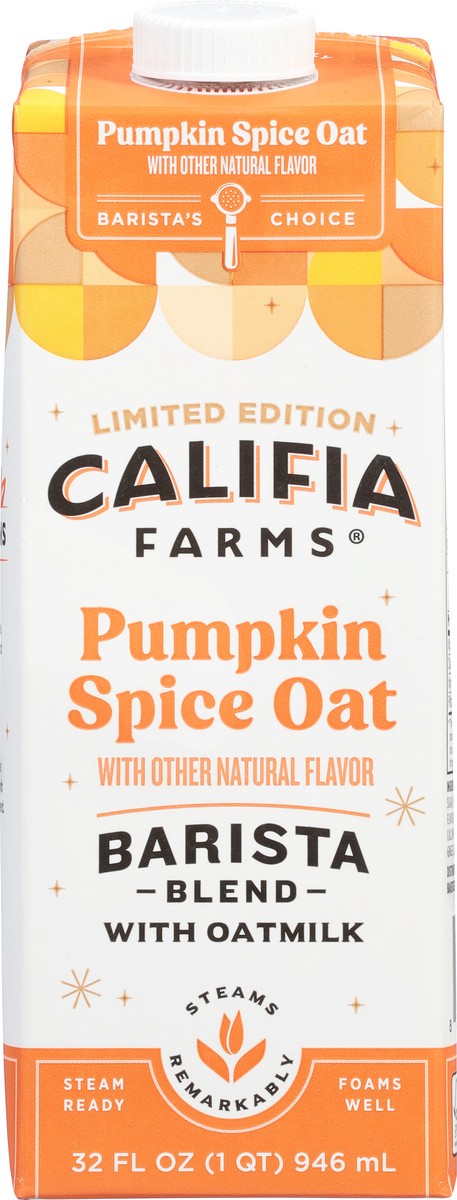 slide 7 of 9, Califia Farms Pumpkin Spice Oat Barista Blend with Oatmilk 32 fl oz, 32 oz