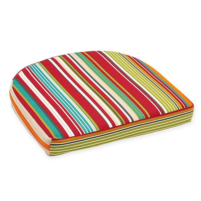 slide 1 of 1, Destination Summer Stripe Outdoor Wicker Seat Cushion - Tahoe Red, 1 ct