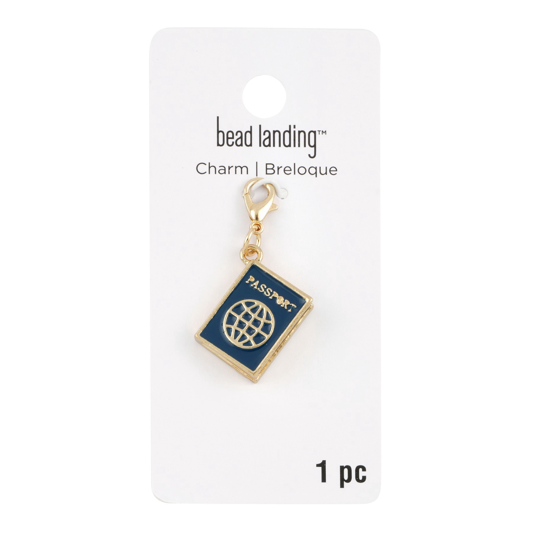 slide 2 of 3, Dark Blue Passport Charm By Bead Landing, 19 mm charm diameter