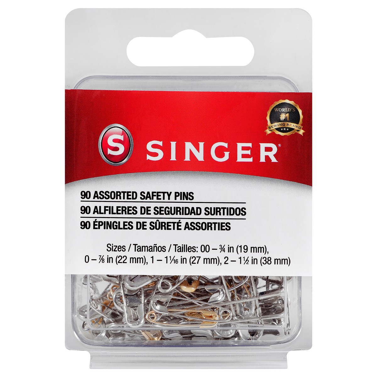 slide 3 of 3, SINGER Assorted Sized Safety Pins, 90 Count, 90 ct