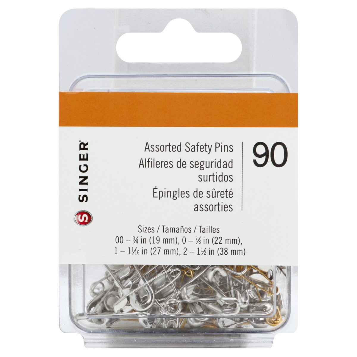 slide 1 of 3, SINGER Assorted Sized Safety Pins, 90 Count, 90 ct