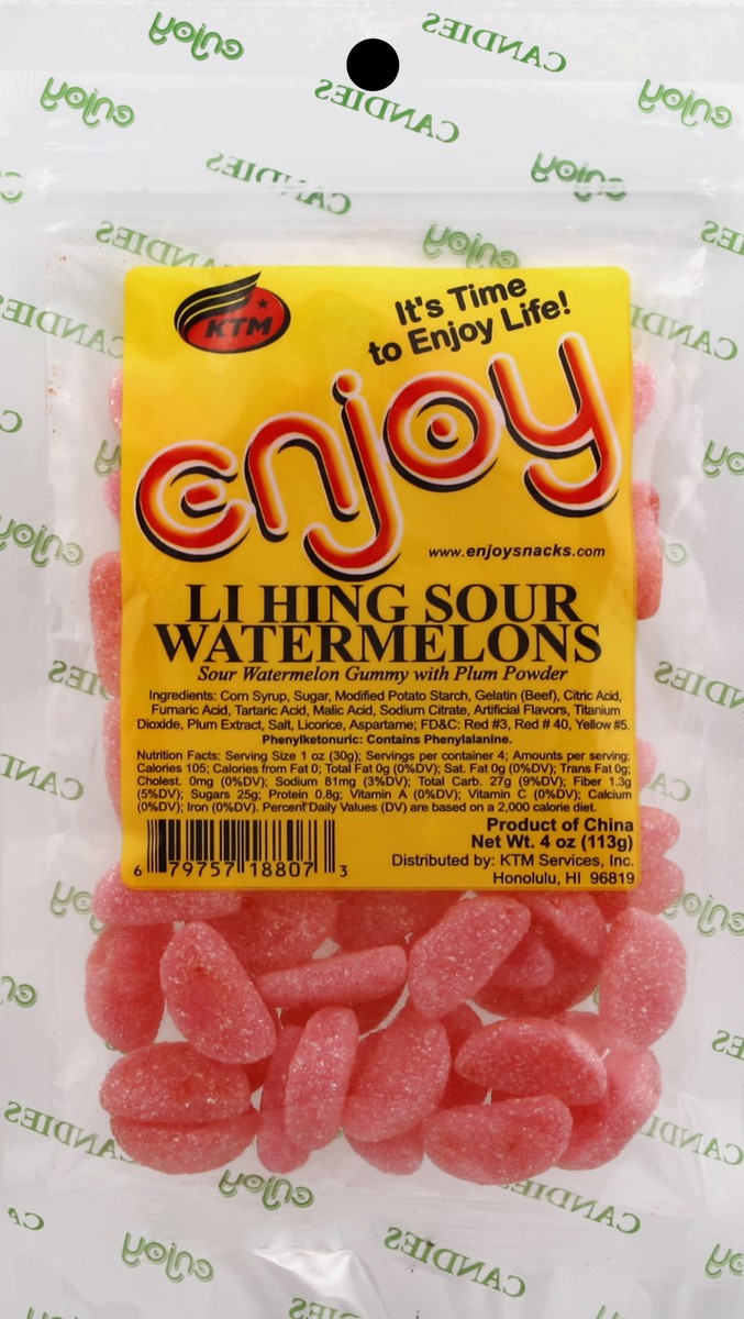 slide 3 of 3, Enjoy Li Hing Sour Watermelons 3 oz, 3 oz