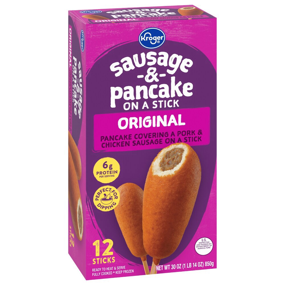 slide 3 of 4, Kroger Sausage & Pancake On A Stick, 12 ct; 30 oz