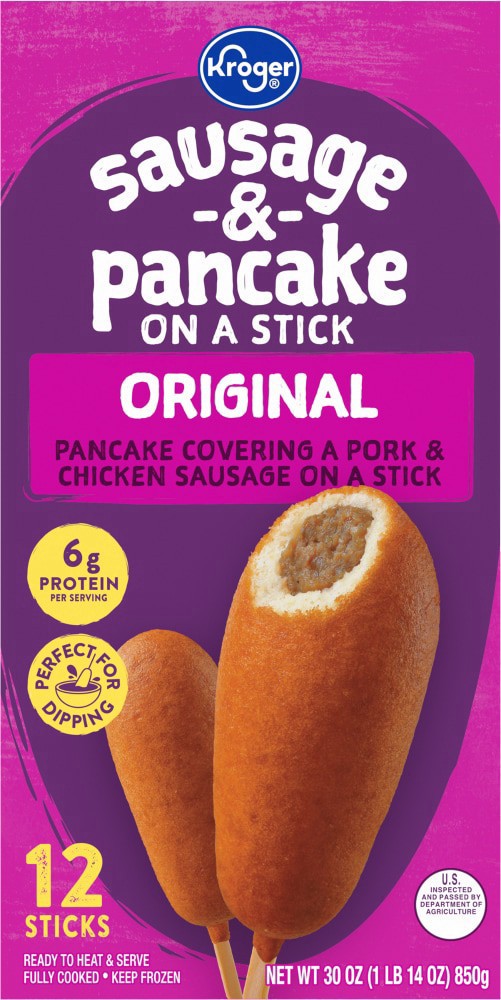 slide 2 of 4, Kroger Sausage & Pancake On A Stick, 12 ct; 30 oz