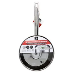 Bene Casa Sauce Pan Stainless Steel With Glass Lid