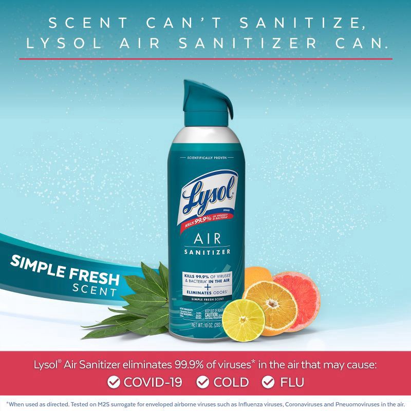 slide 2 of 4, Lysol Air Sanitizer Spray - Simple Fresh - 10oz/2ct, 2 ct; 10 oz
