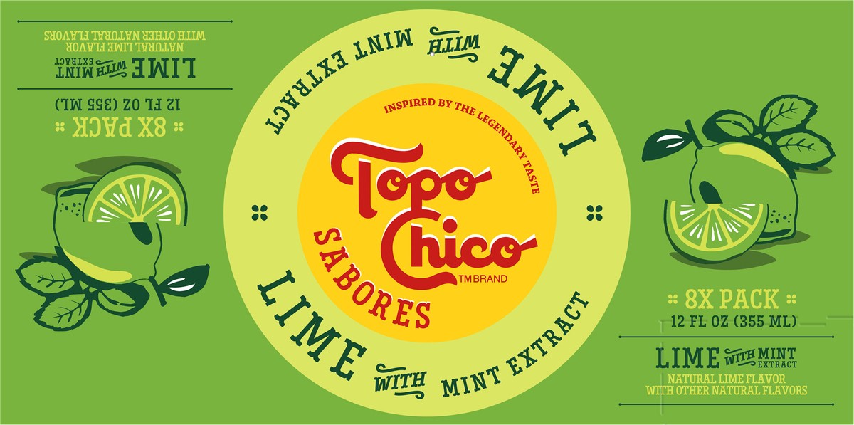 slide 3 of 10, Topo Chico Sabores Lime With Mint Extract Cans- 8 ct, 8 ct; 12 oz