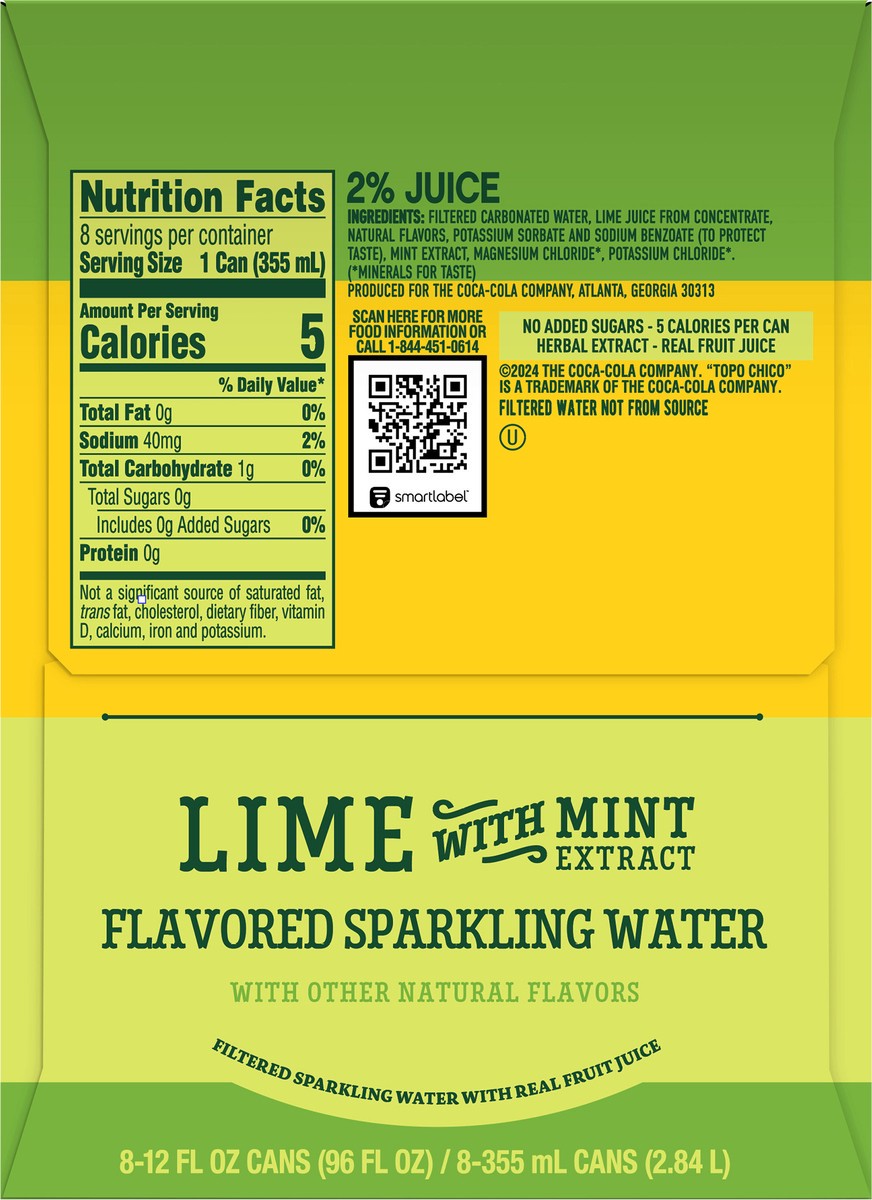 slide 6 of 10, Topo Chico Sabores Lime With Mint Extract Cans- 8 ct, 8 ct; 12 oz