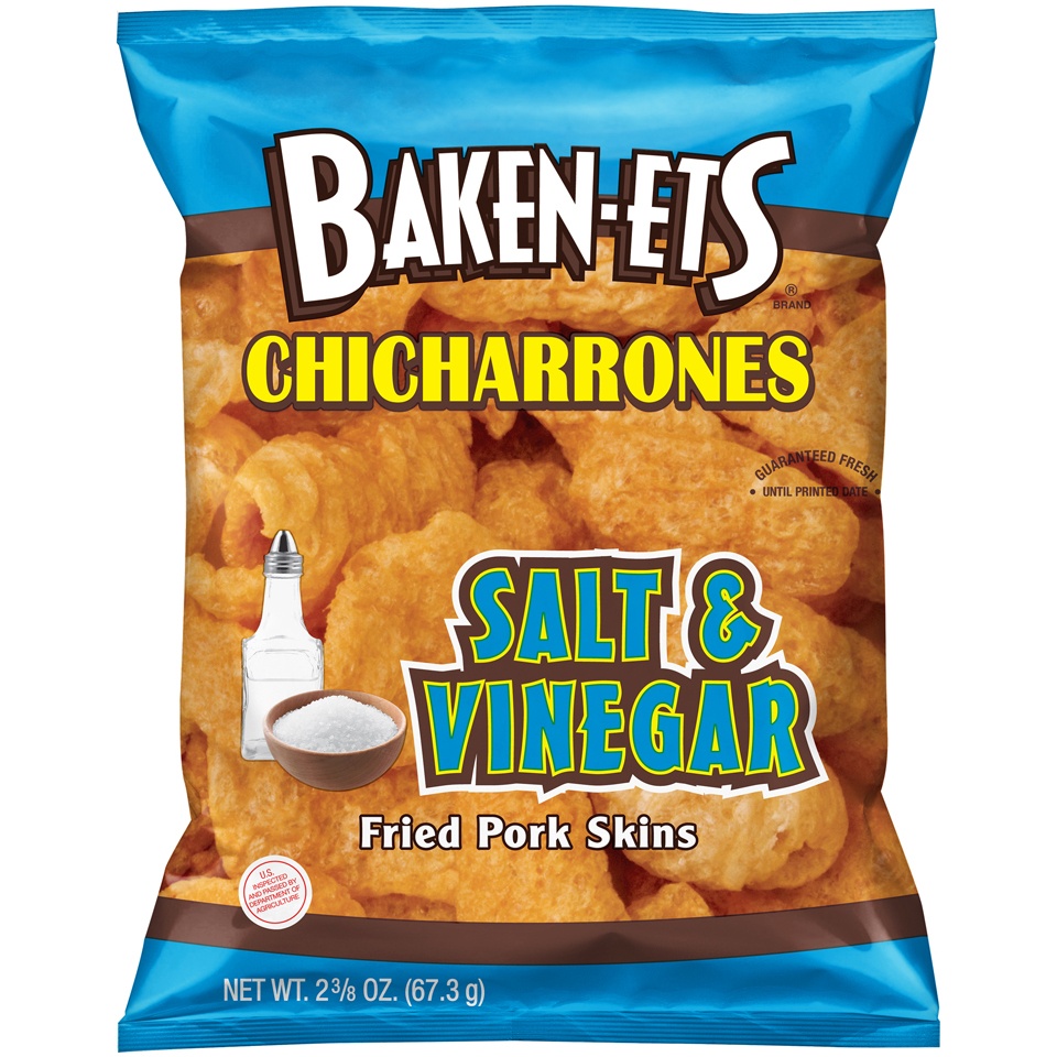 slide 1 of 1, Baken-Ets Chicharrones Salt & Vinegar Fried Pork Skins, 2.375 oz