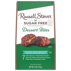 RUSSELL STOVER Sugar Free Dessert Bites in Caramel Pecan Brownie Truffle with Sea Salt, 4.2 oz.