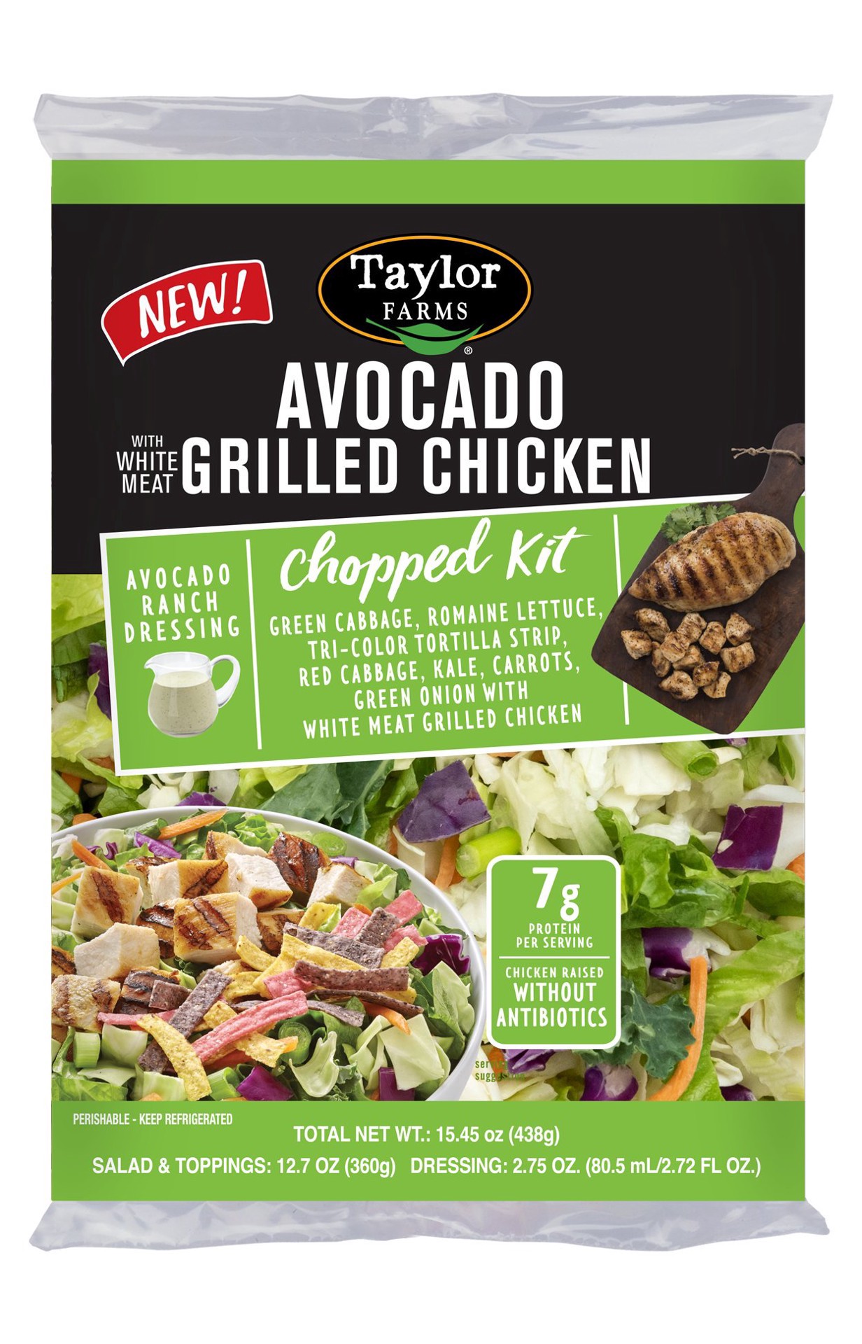 slide 1 of 1, Taylor Farms Avocado Ranch Chopped Chicken Chopped Salad Kit, 15.3 oz