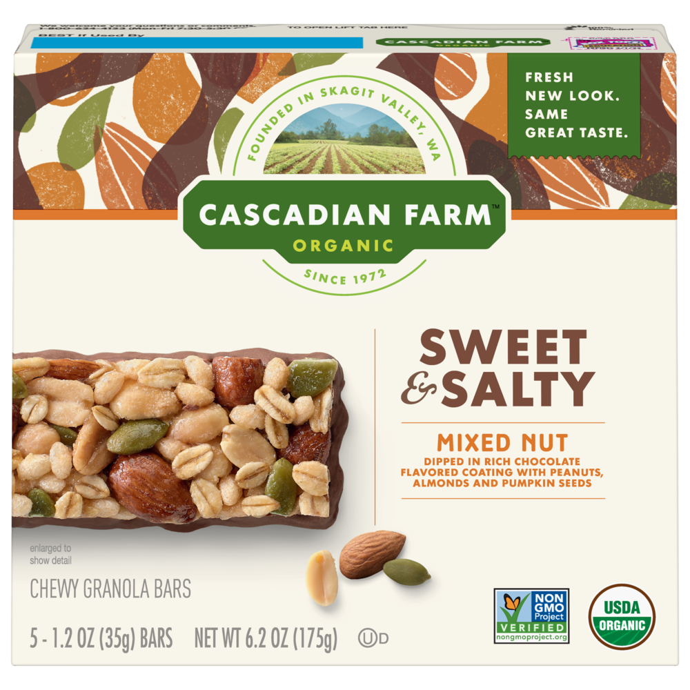 slide 1 of 1, Cascadian Farm Organic Sweet & Salty Chewy Granola Bars Mixed Nut, 5 ct; 1.2 oz