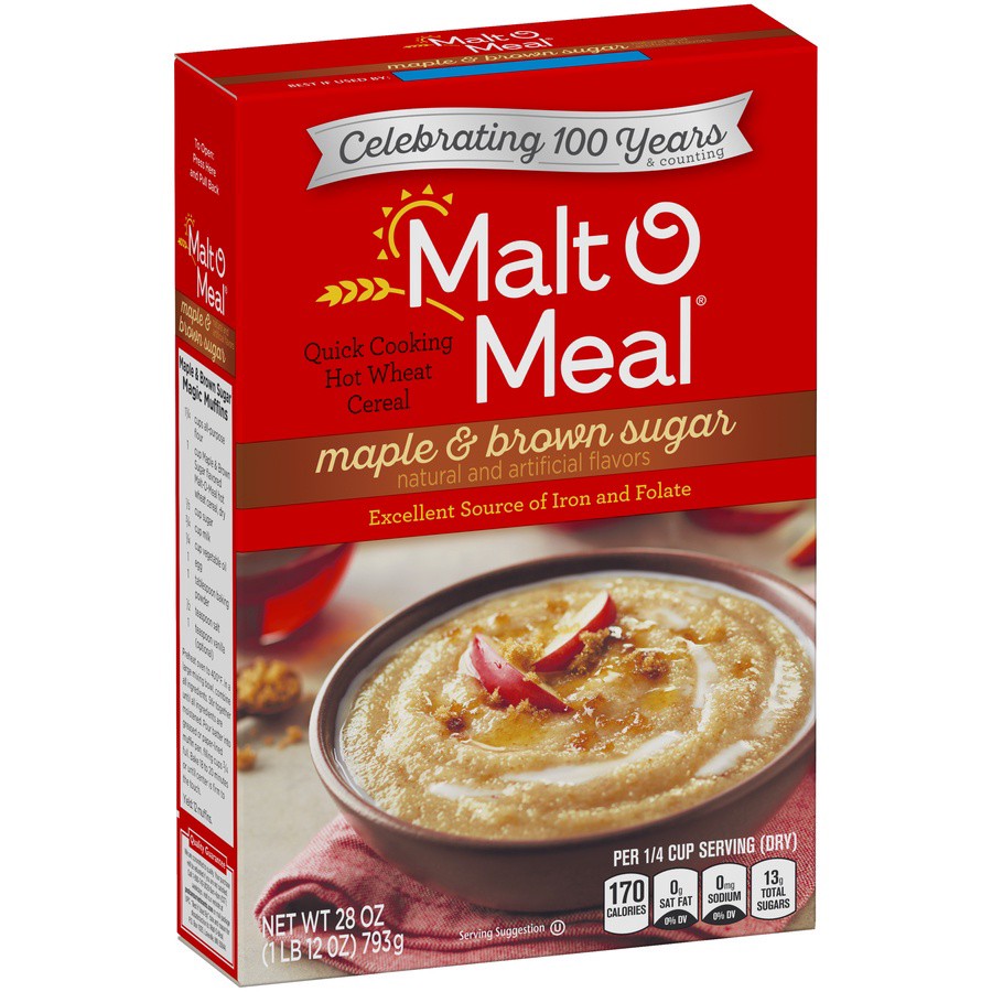 slide 6 of 8, Malt-O-Meal Maple and Brown Sugar Wheat Hot Cereal, 36 OZ Box, 28 oz