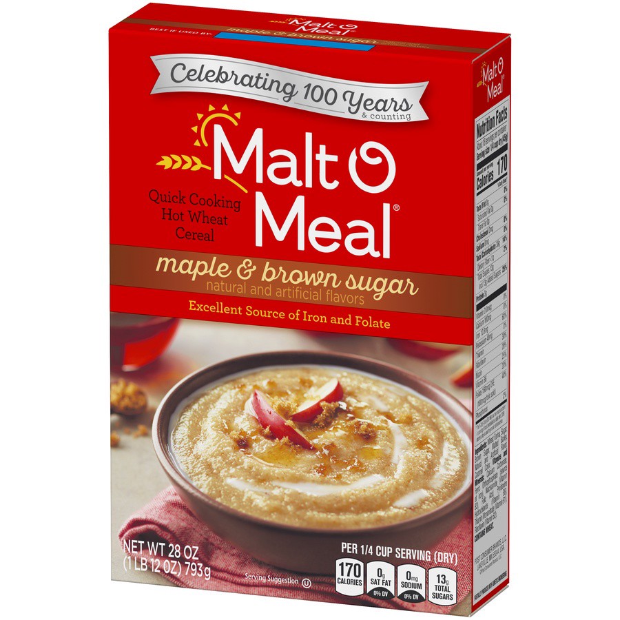 slide 5 of 8, Malt-O-Meal Maple and Brown Sugar Wheat Hot Cereal, 36 OZ Box, 28 oz