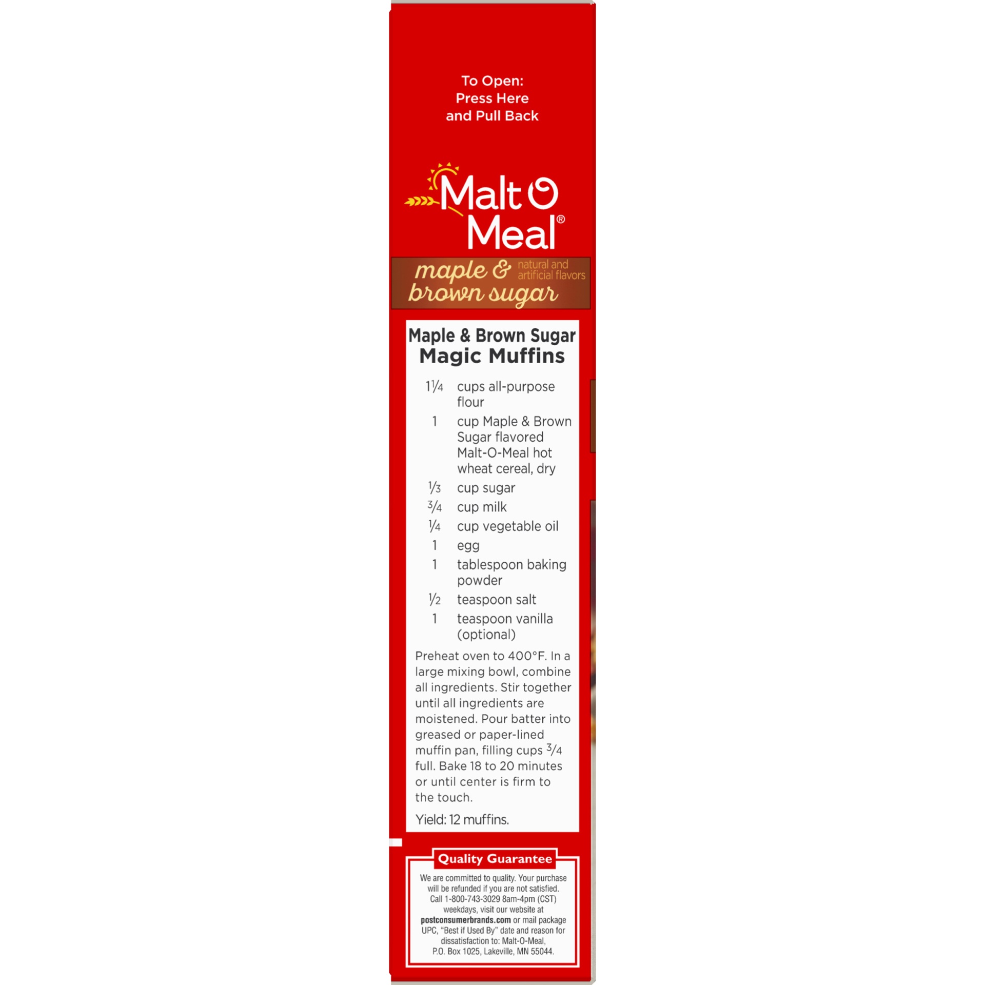 Malt-O-Meal Maple & Brown Sugar Quick Cooking Hot Wheat Cereal 28 oz