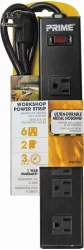Prime Wire & Cable 6-Outlet Metal Power Strip - 3 ft - Black