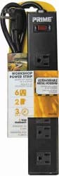 Prime Wire & Cable 6-Outlet Metal Power Strip - 3 ft - Black