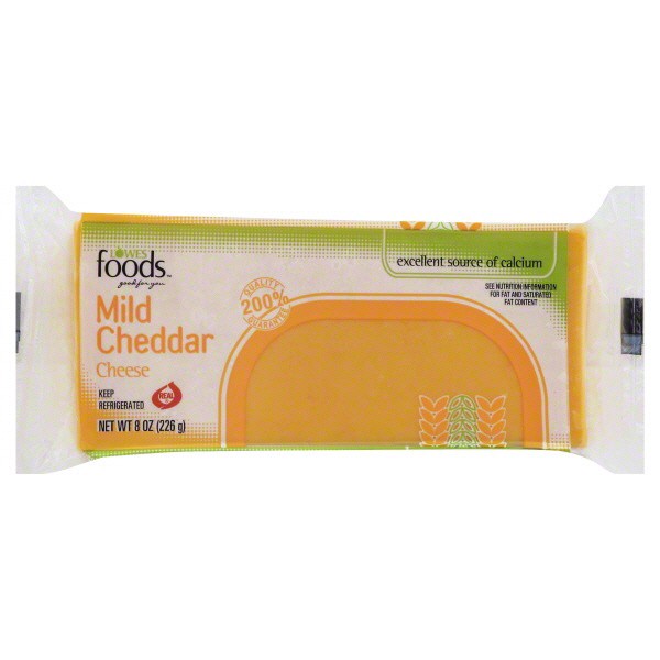 slide 1 of 1, Lowes Foods Mild Cheddar Cheese Chunk, 8 oz