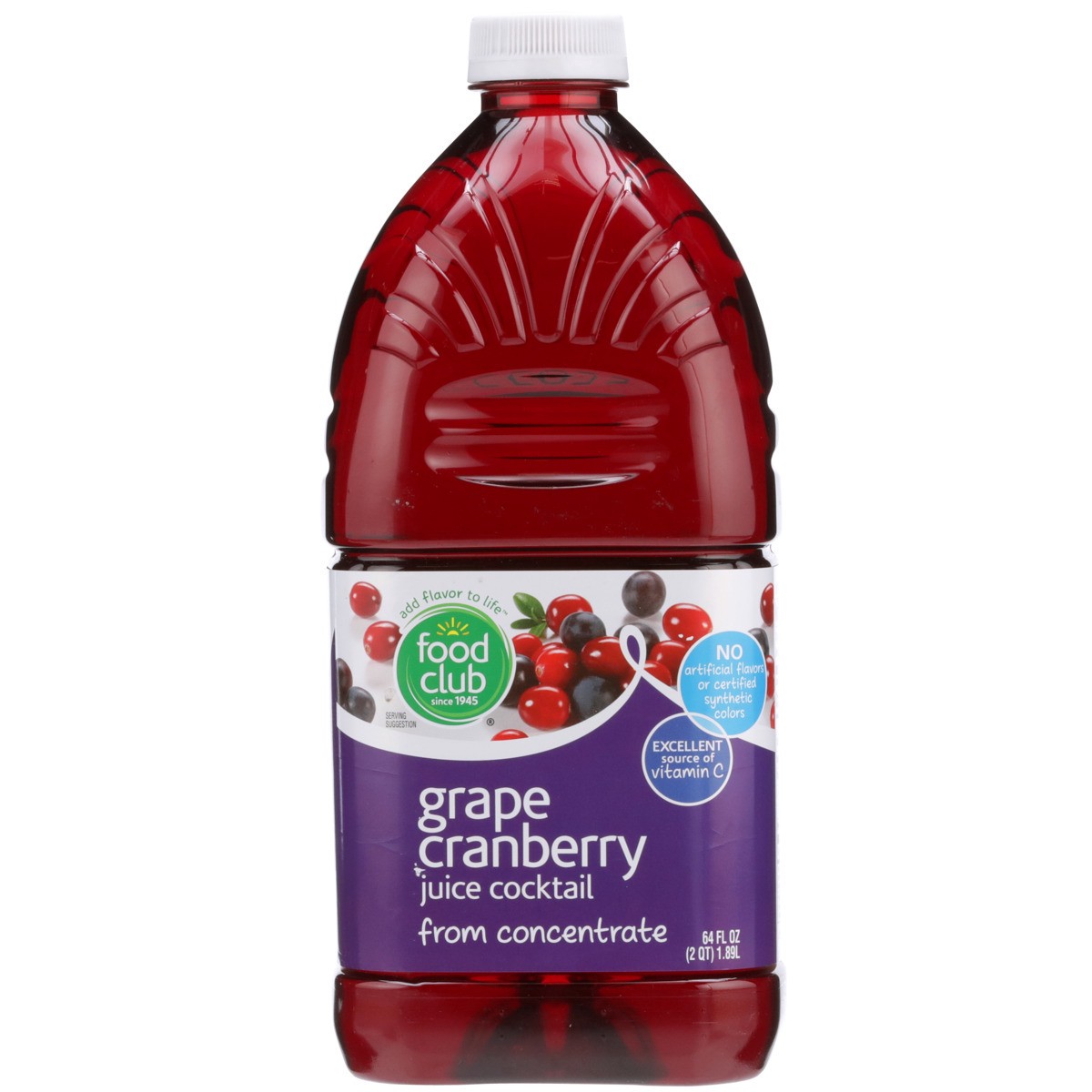 slide 8 of 9, Food Club Grape Cranberry Juice Cocktail - 64 fl oz, 64 fl oz